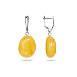 Серьги &quot;Капля&quot; Посеребрение с Янтарем