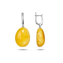 Серьги &quot;Капля&quot; Посеребрение с Янтарем