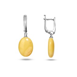 Серьги &quot;Капля&quot; Посеребрение с Янтарем