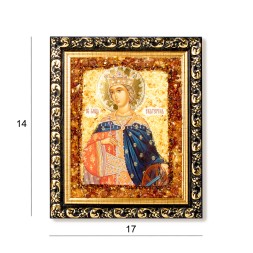 Икона &quot;св.Екатерина&quot; с Янтарем