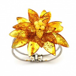 Браслет &quot;Лотос&quot; из Янтаря на мет.обруче