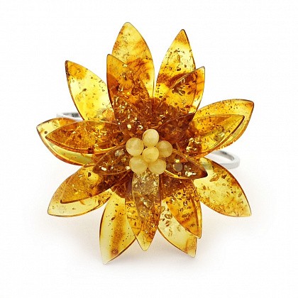 Браслет &quot;Лотос&quot; из Янтаря на мет.обруче купить