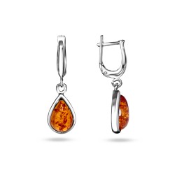 Серьги &quot;Капля&quot; Посеребрение с Янтарем