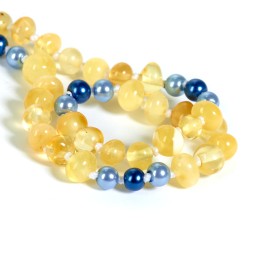 Бусы детские &quot;Мятый шар&quot; из Янтаря с перламутром