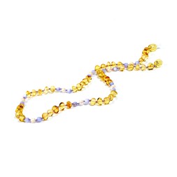 Бусы детские &quot;Мятый шар&quot; из Янтаря с жемчугом и перламутром