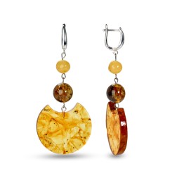 Серьги &quot;Месяц&quot; из Янтаря и юв.сплава