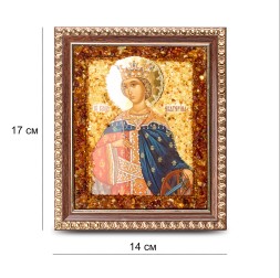 Икона &quot;св.Екатерина&quot; с Янтарем