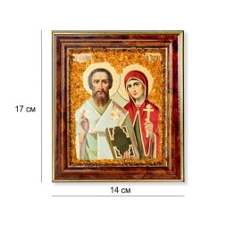 Икона &quot;св.Куприян и Устинья&quot; с Янтарем