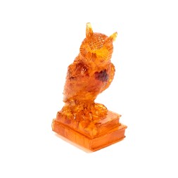 Фигурка &quot;Филин ученый&quot; из Янтаря и эпоксидной смолы