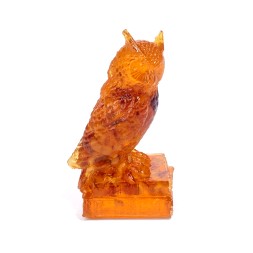 Фигурка &quot;Филин ученый&quot; из Янтаря и эпоксидной смолы